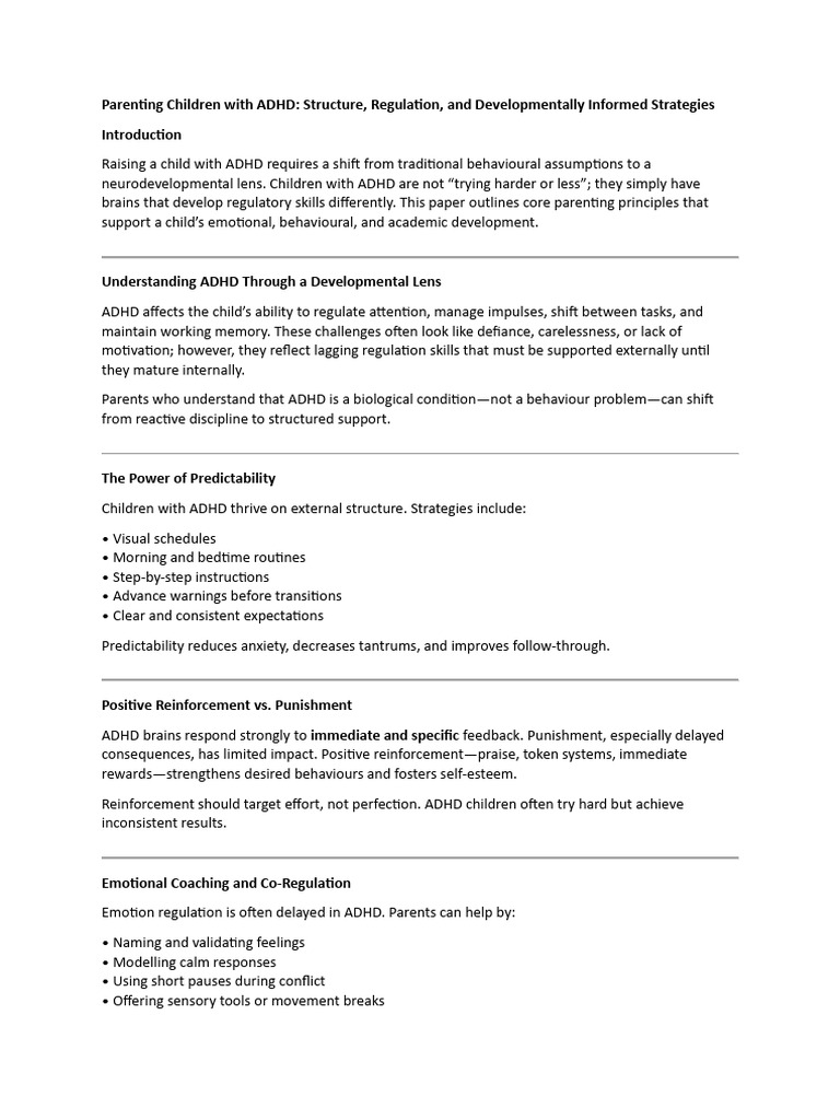 Parenting Children With ADHD Structure, Regulation, and Developmentally ...