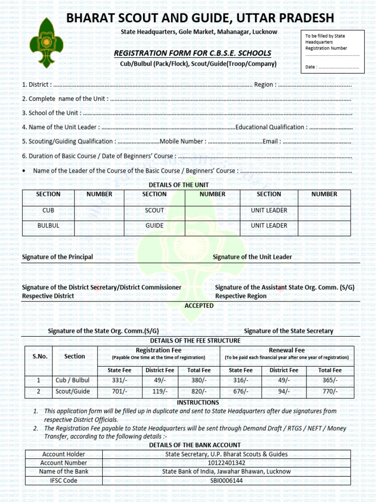 Registration Form for Scouts in UP | PDF