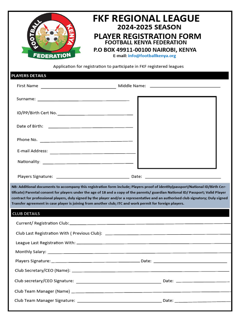 Registration Form 2024-2025 | PDF