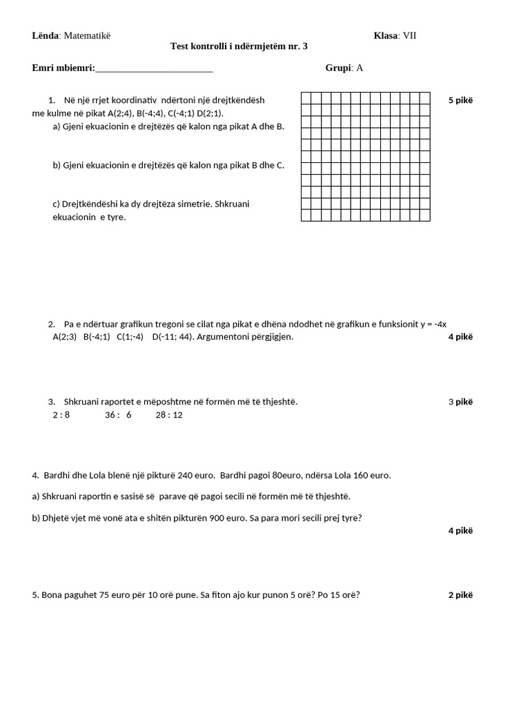 Test I Ndermjetem 3 A | PDF