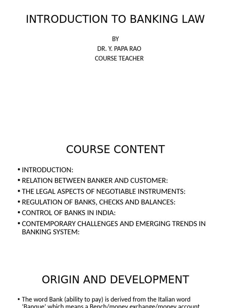 Overview of Banking Law Principles | PDF | Money | Banks