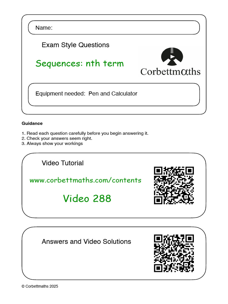 Exam Questions on Sequences and nth Terms | PDF | Chess | Chess Theory