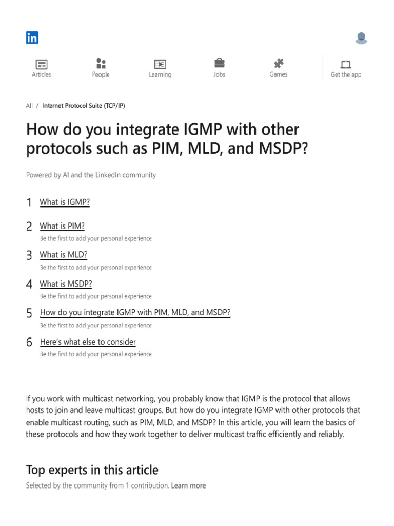 Integrate IGMP With Other PIM, MLD and MSDP | PDF