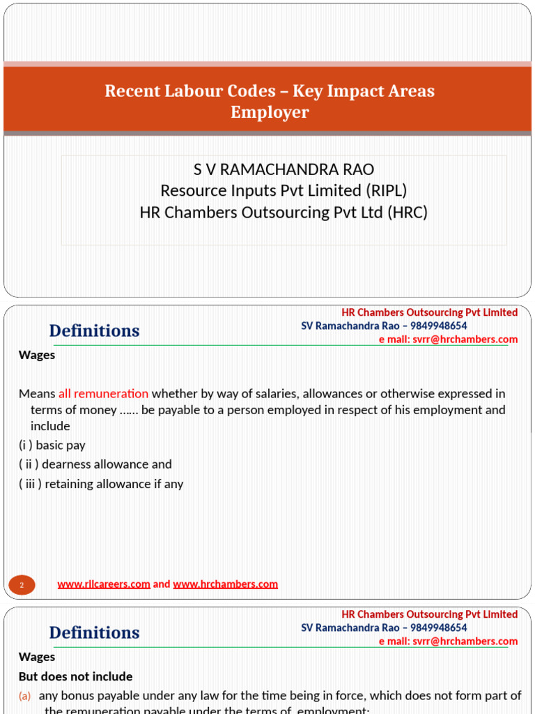 4LabourCodes.. Surya | PDF | Employment | Wage