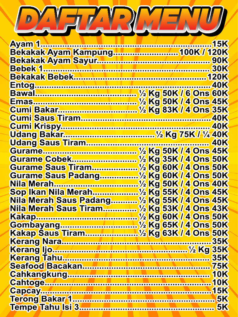 Daftar Menu | PDF
