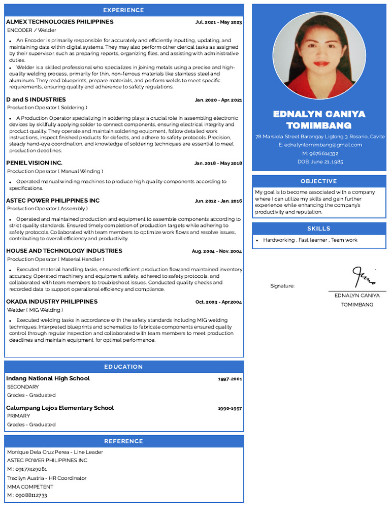 Skilled Encoder and Welder Resume | PDF | Welding | Construction
