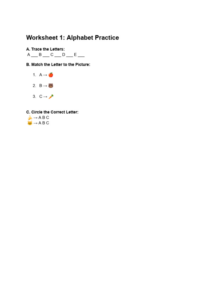 Alphabet Practice Worksheet | PDF