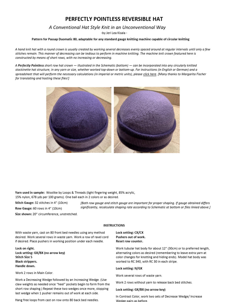 Perfectly Pointless Hat | PDF | Knitting | Yarn