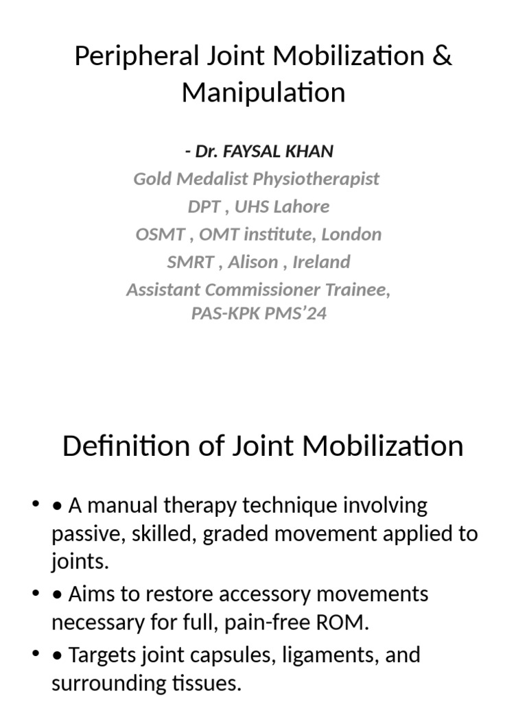 Joint Mobilization & Manipulation Guide | PDF | Bone | Medical Specialties