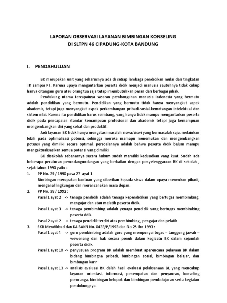 Layanan Bimbingan Konseling SLTPN 46 | PDF | Karier & Perkembangan ...