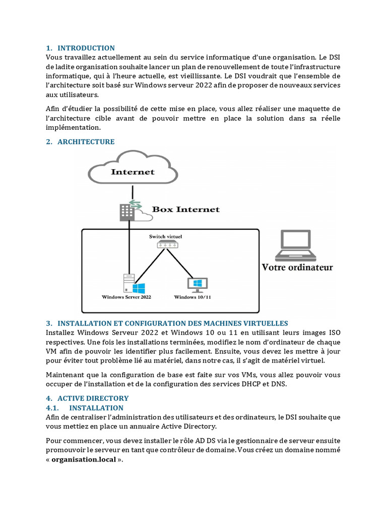 Mise en place d'une infrastructure IT avec AD | PDF | Active Directory ...