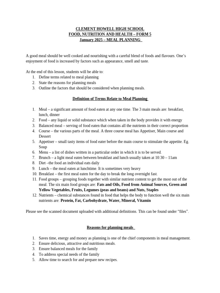 Meal Planning Essentials for Health | PDF | Meal | Foods