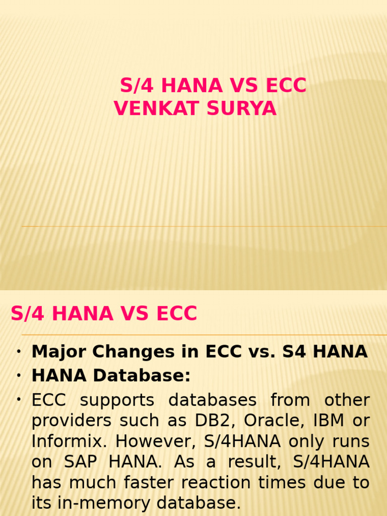 S/4 HANA vs ECC: Key Differences Explained | PDF | Data | Computer Data