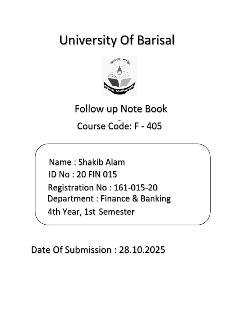 University of Barisal Follow-Up Notebook | PDF