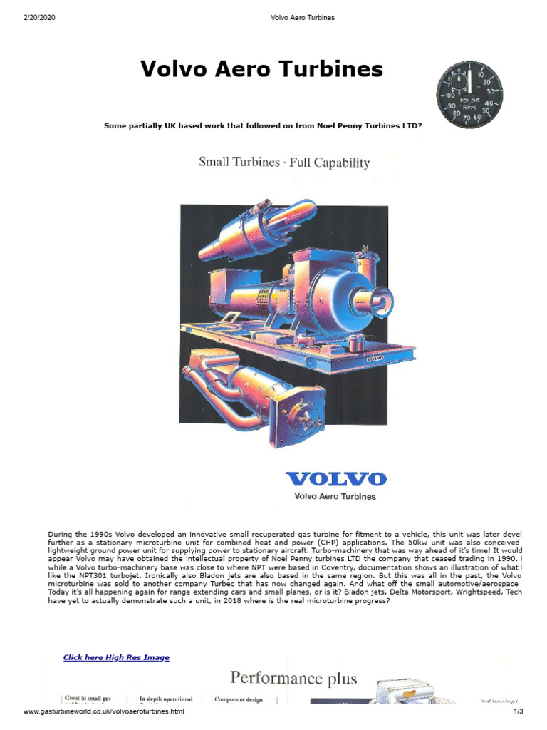 Volvo Aero Turbines: Microturbine Innovations | PDF