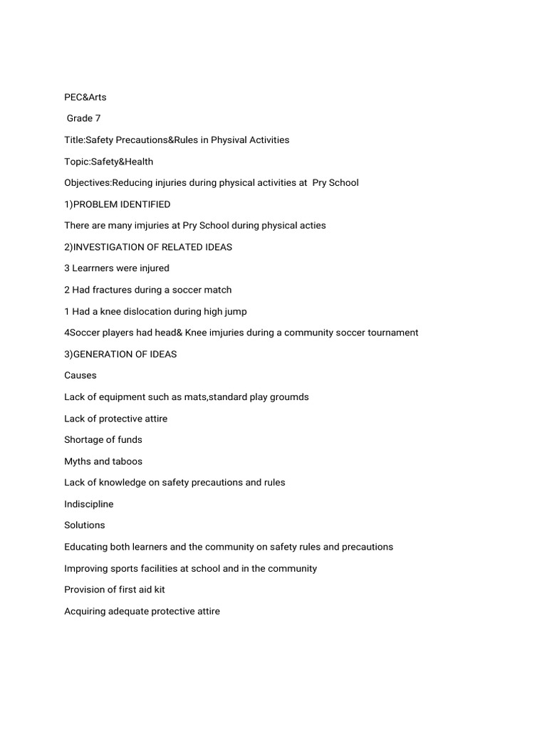 Safety Rules for Physical Activities | PDF