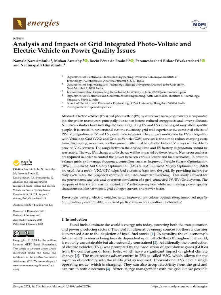 PV and EV Integration Impact on Power Quality | PDF