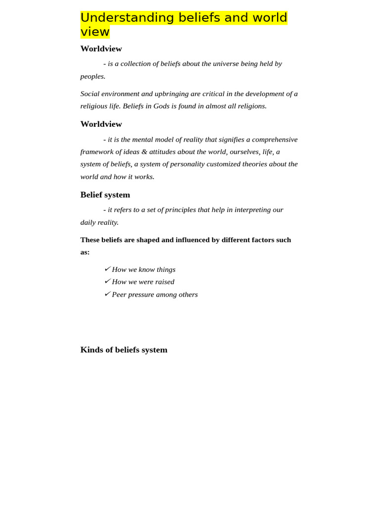 Belief Systems and Worldviews Explained | PDF | God | Theism