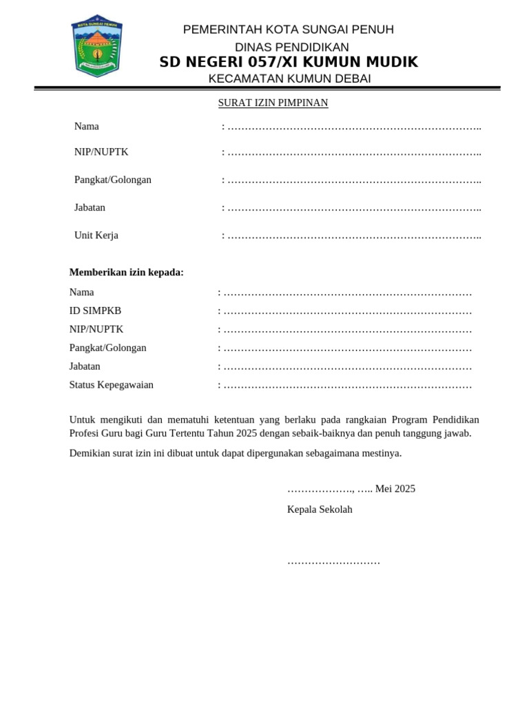 Surat Izin Program Pendidikan Guru 2025 | PDF