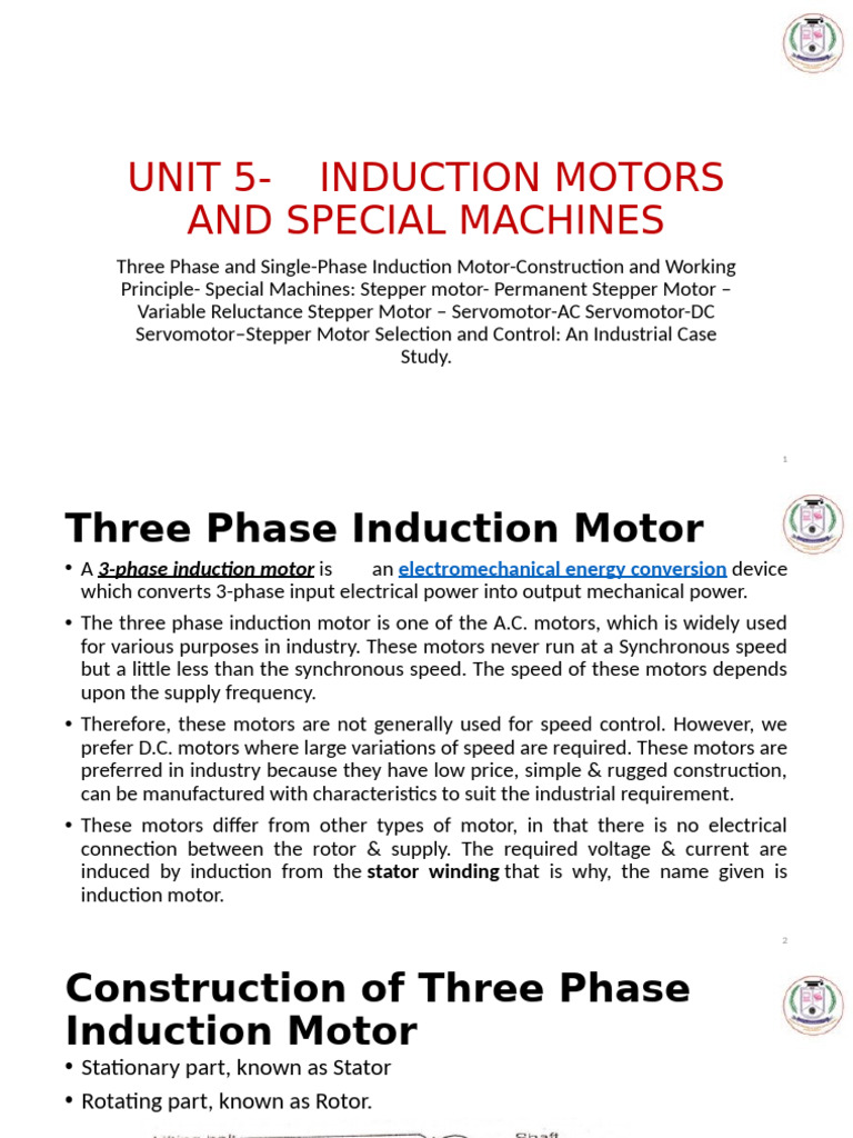 Induction Motors: Types & Working Principles | PDF | Electric Motor ...