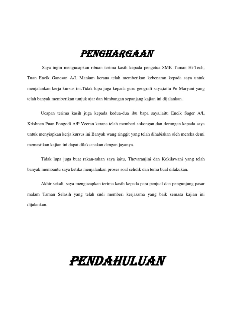 Borang Soal Selidik Obj Penghargaan Doc 98 Borang Soal Selidik Bahagian A Data Demografi Responden Arahan Tandakan Mengikut Maklumat Diri Yang Course Hero