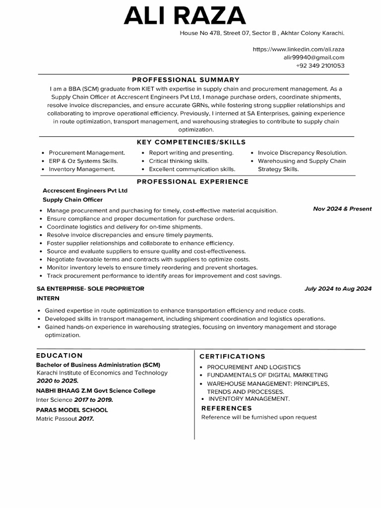 Ali Raza Resume | PDF
