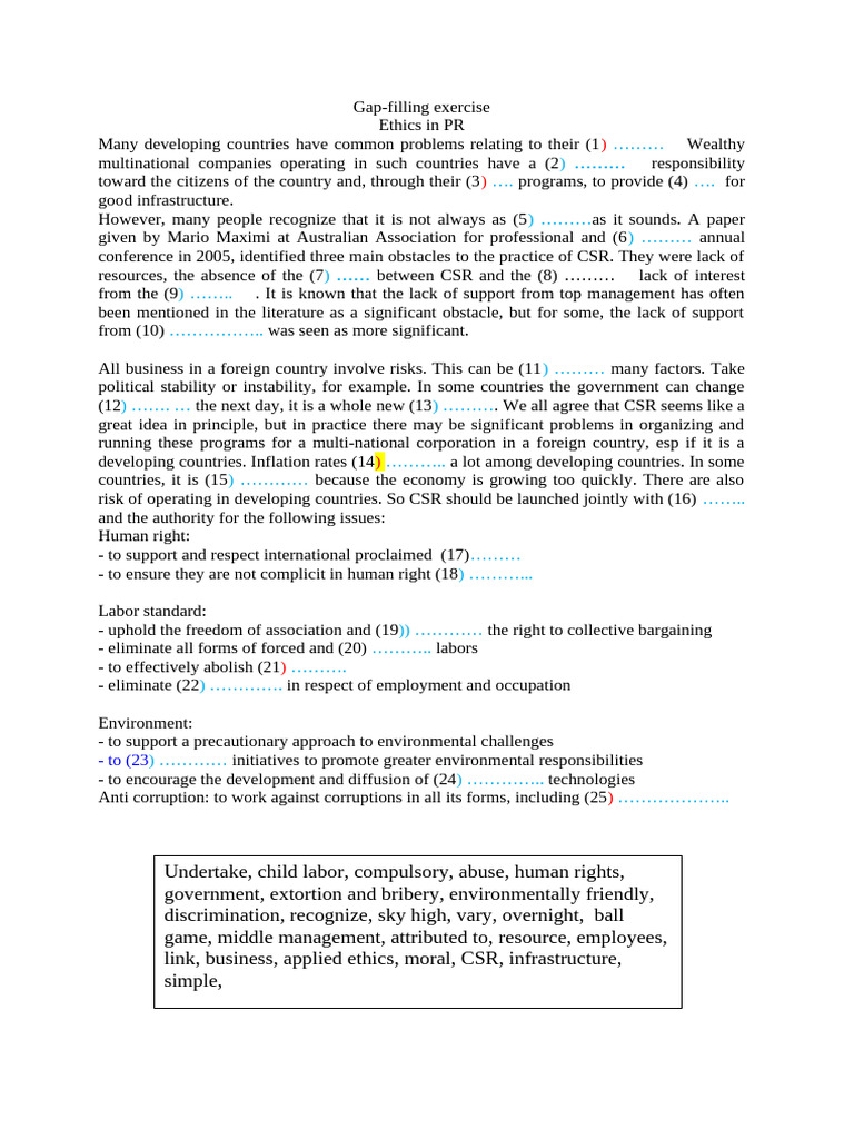 CSR Challenges in Developing Countries | PDF | Corporate Social ...