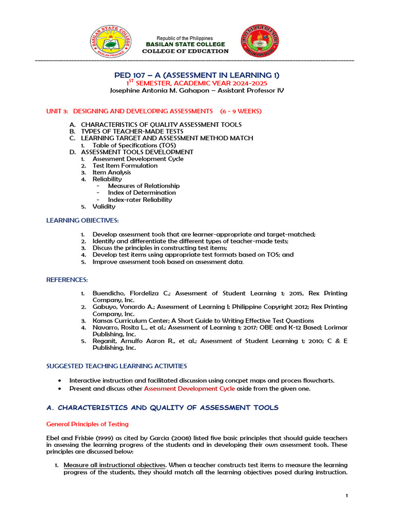 Designing Effective Assessment Tools | PDF | Multiple Choice ...