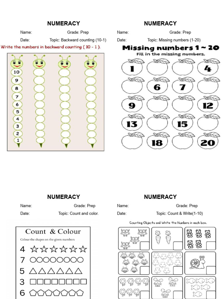 Prep Numeracy and Science Activities | PDF | Shape | Elementary Mathematics