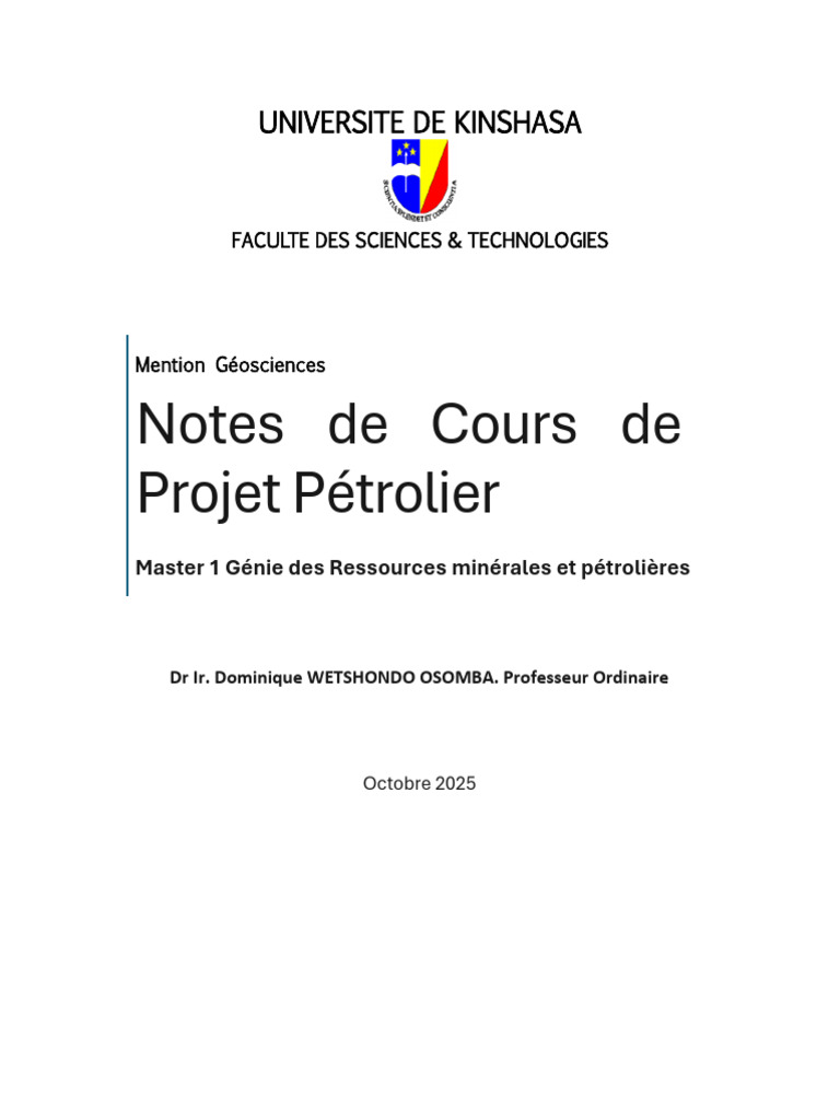 Gestion des Projets Pétroliers en Master | PDF | Analyse SWOT | Pétrole