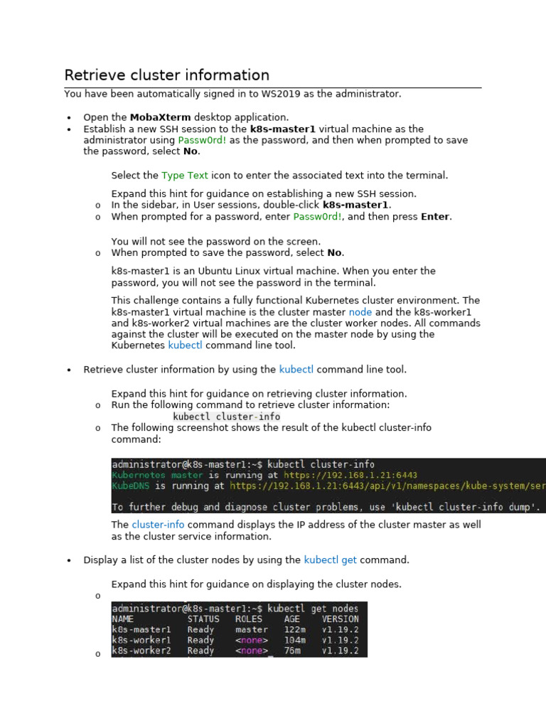 Retrieve Kubernetes Core Component Information by Using Kubectl | PDF ...