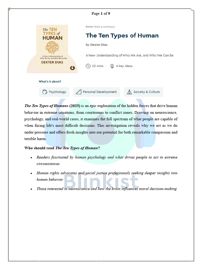 The Ten Types of Humans (2025) | PDF | Mind | Emotions
