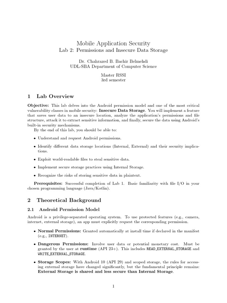 Mobile App Security: Permissions & Storage | PDF | Android (Operating ...
