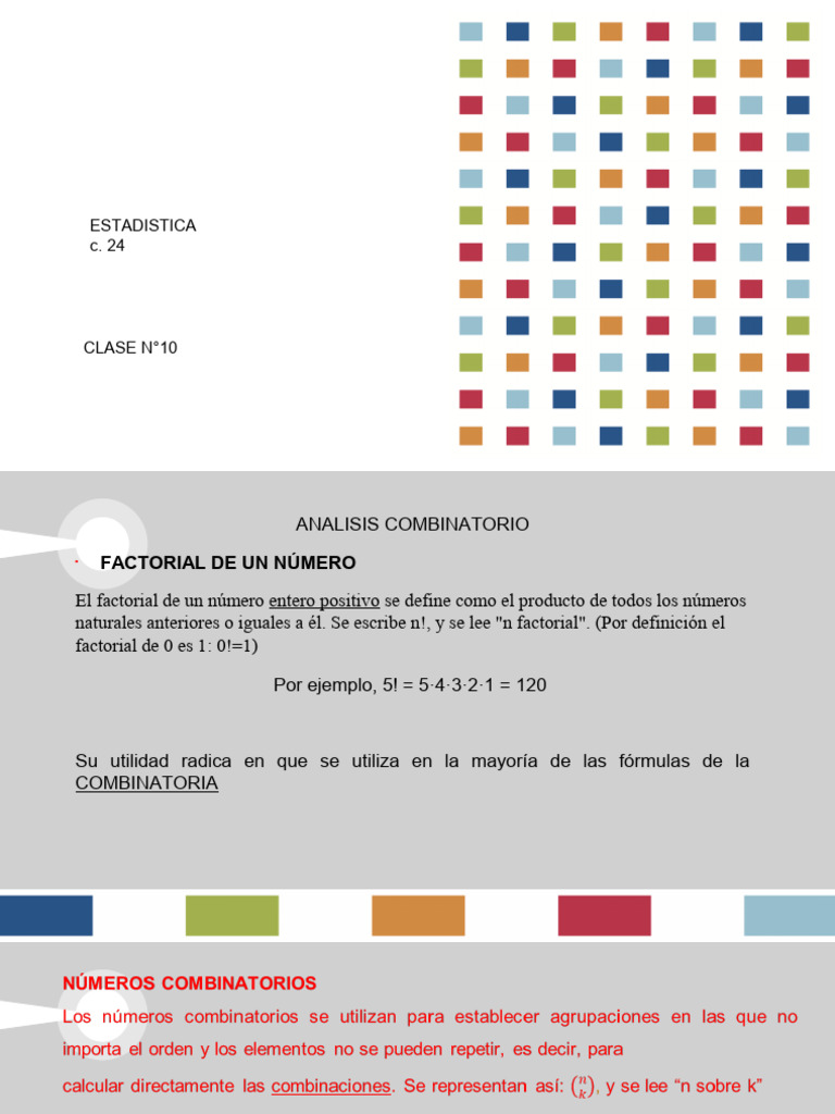 Análisis Combinatorio y Factoriales | PDF | Combinatoria | Conceptos ...
