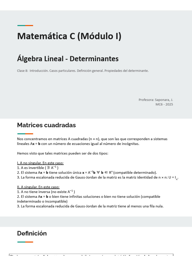 Clase 8 de Matemática C (Módulo I) Algebra | PDF