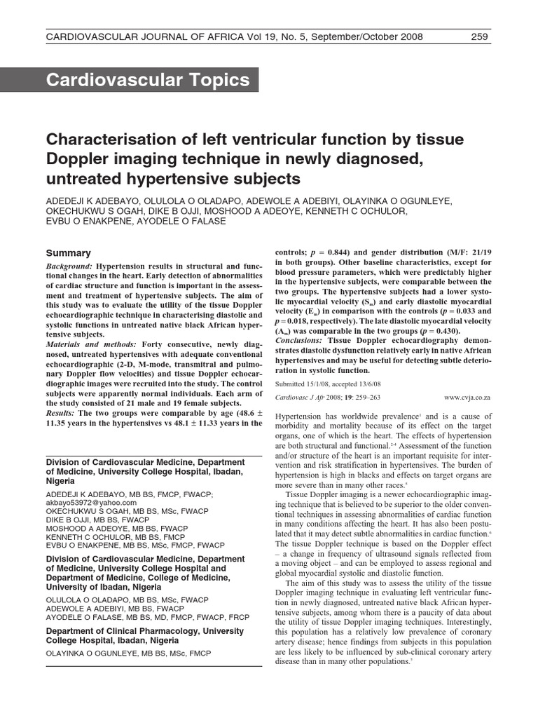 Characterisation of Left Ventricular Function by Tissue | PDF ...