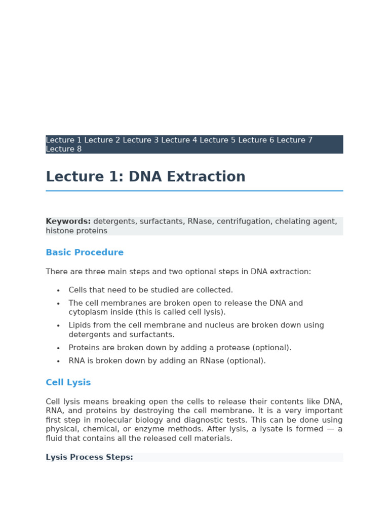 DNA Extraction and Isolation Guide | PDF | Agarose Gel Electrophoresis ...