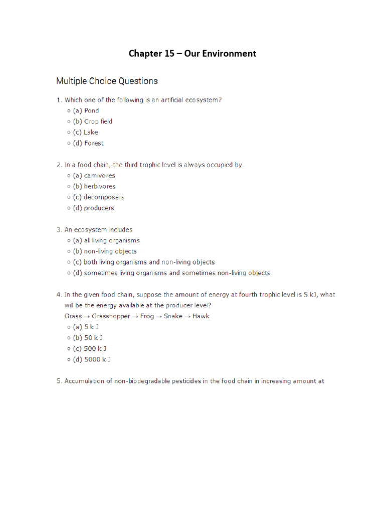 Chapter 15 - Our Environment | PDF