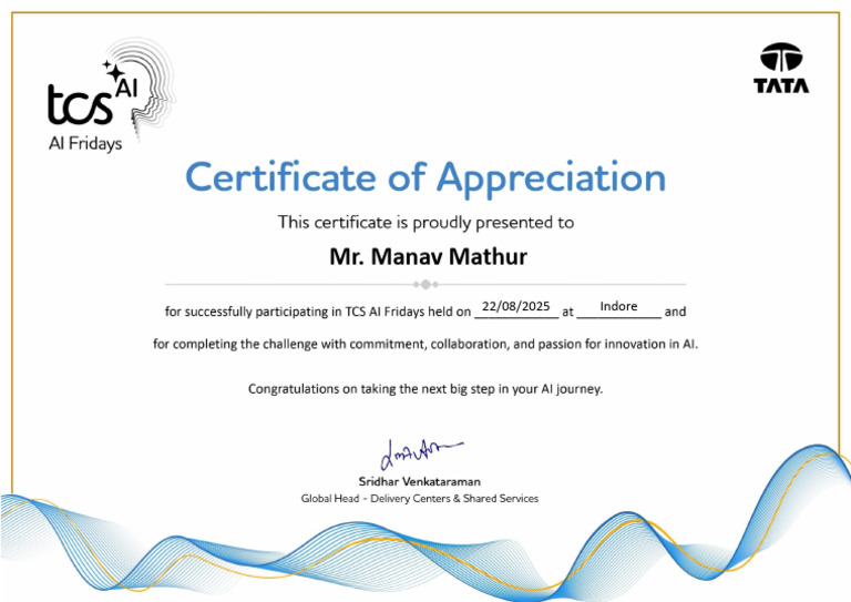 TCS AI Fridays 2025_2779335_Mr. Manav Mathur (1) | PDF
