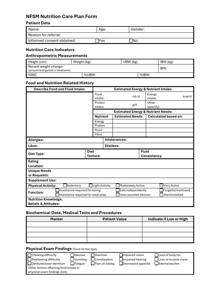 Fillable NFSM Form MRS Gyen | PDF | Dieting | Nutrition