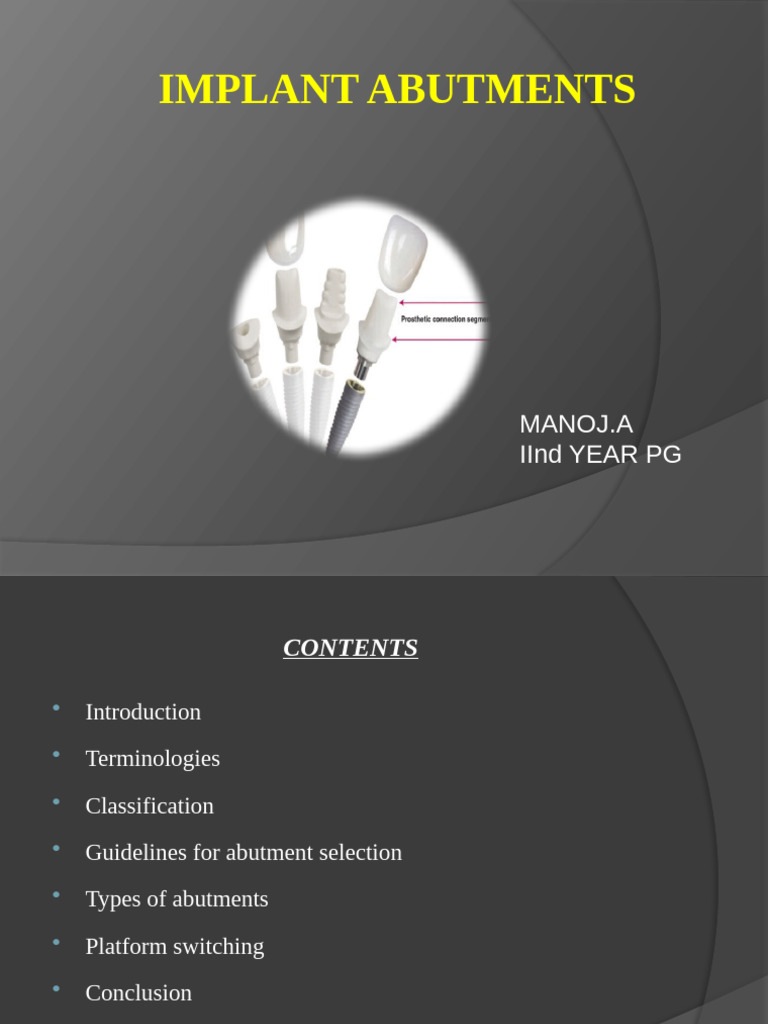 Comprehensive Guide to Implant Abutments | PDF | Dental Implant | Mouth