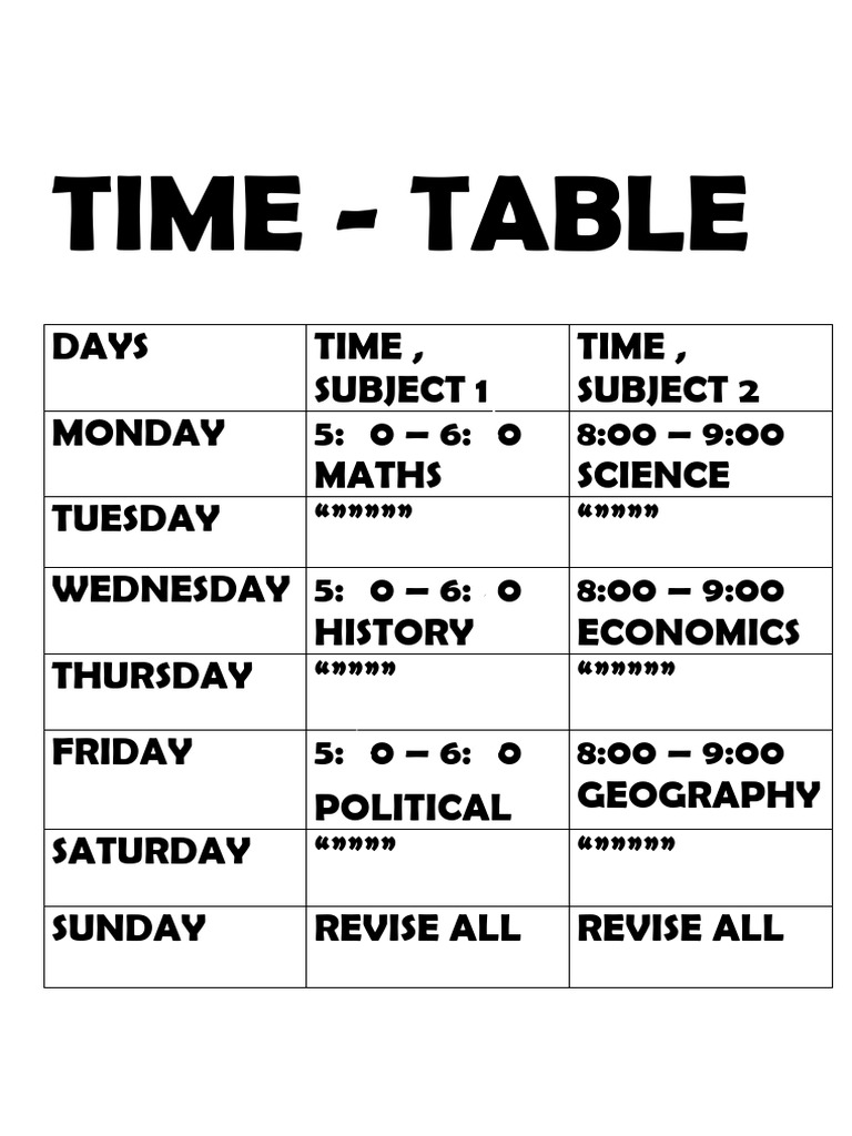 Time Table 23 | PDF