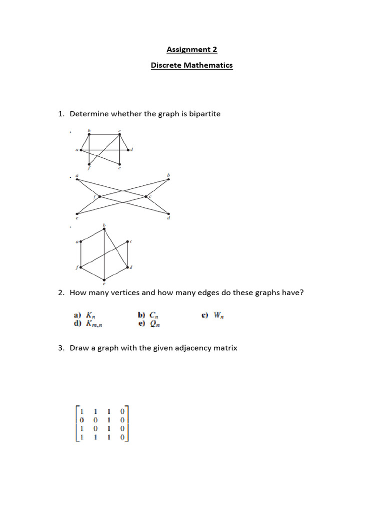 Discrete Math Graph Assignment Tasks | PDF