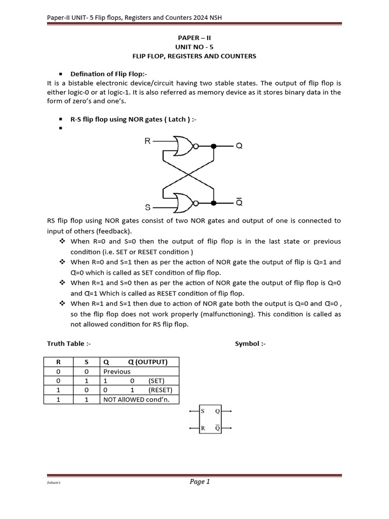 Flip Flops, Registers, and Counters Guide | PDF | Digital Technology ...