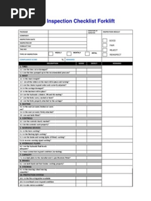 Inspection Checklist Forklift