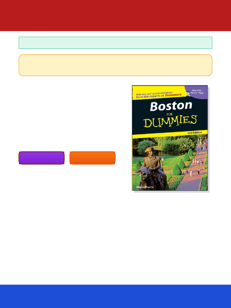 Boston For Dummies 3rd Edition Dummies Travel Marie Morris Full Digital ...