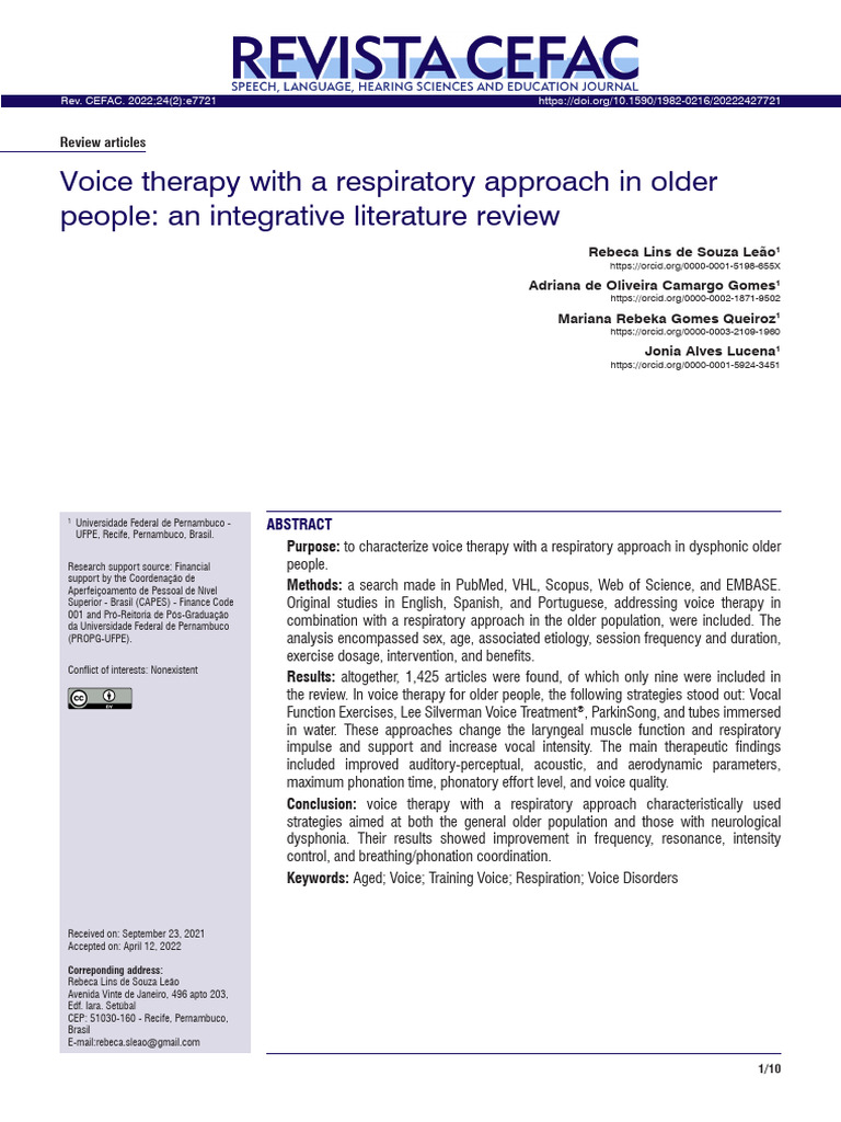 Voice Therapy for Dysphonic Seniors | PDF | Human Voice | Singing