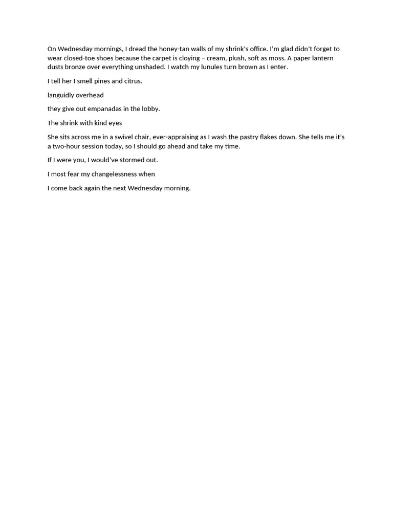 Dreading Therapy: A Wednesday Routine | PDF