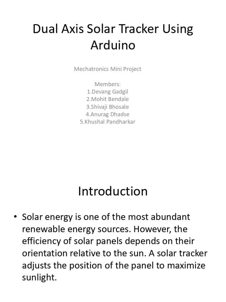 Arduino Dual Axis Solar Tracker Project | PDF | Arduino | Electrical ...