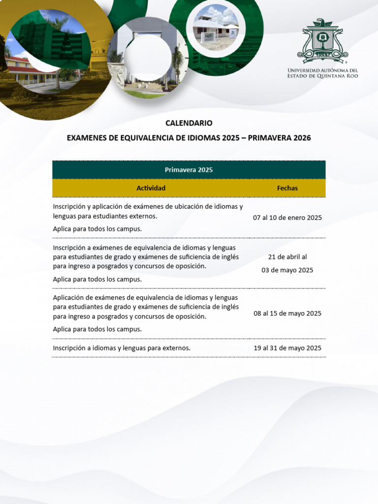Fechas Exámenes de Idiomas 2025-2026 | PDF | Estaciones | Clima